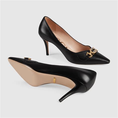 gucci zumi mid heel leather pump|Gucci zumi mid heel pump.